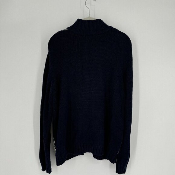 Eddie Bauer sweater womens XL navy blue cardigan full zip reindeer christmas - Picture 4 of 4